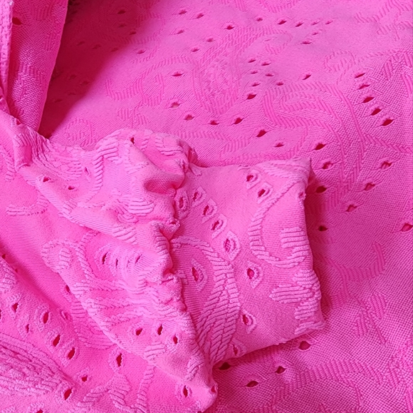 Hurley "LoveShackFancy" Pink Paisley Eyelet Zip Hoodie with Daisy Flowers - Picture 8 of 14